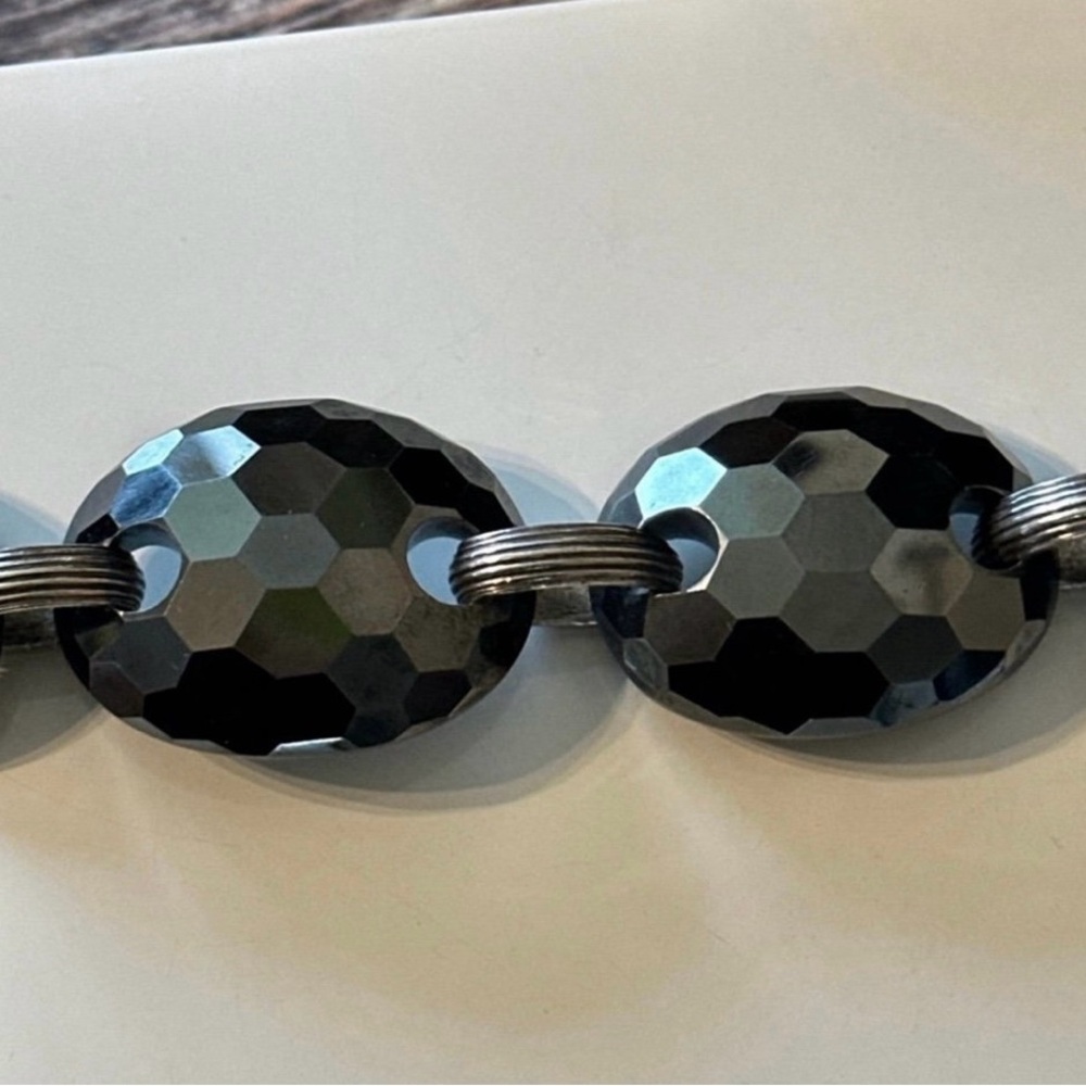 Stephen Dweck Sterling Silver Faceted Hematite Link Bracelet - Picture 8 of 11